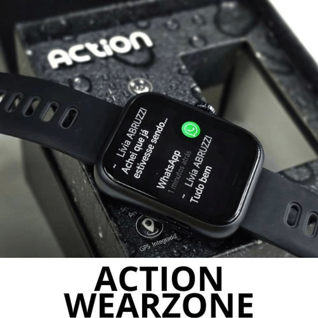 ACTION WEARZONE | Smartwatch Esportivo | A PROVA D'ÁGUA, GPS integrado e 7 Dias de Bateria 