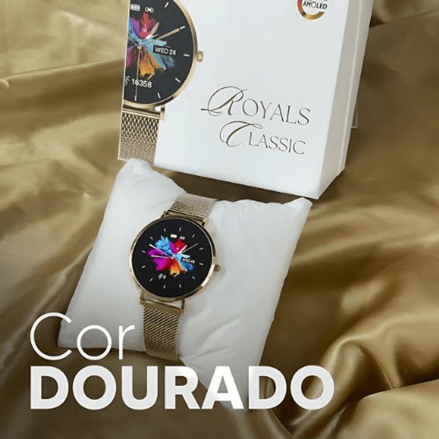 ROYALS CLASSIC WEARZONE | Smartwatch Elegante | AMOLED | VIDRO GORILLA GLASS até 3 Dias de Bateria