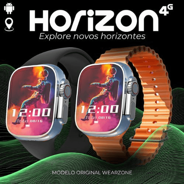 WearZone Horizon | Celular de Pulso 4G | 2Gb de Ram e 16Gb de Armazenamento