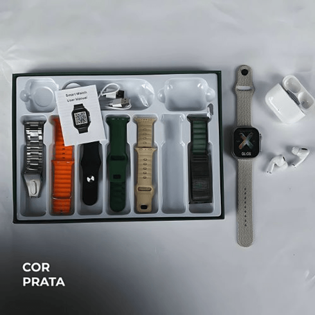 WS80 ULTRA 2 | +Fone bluetooth | Kit 7 pulseiras | Toque duplo | Segunda geração