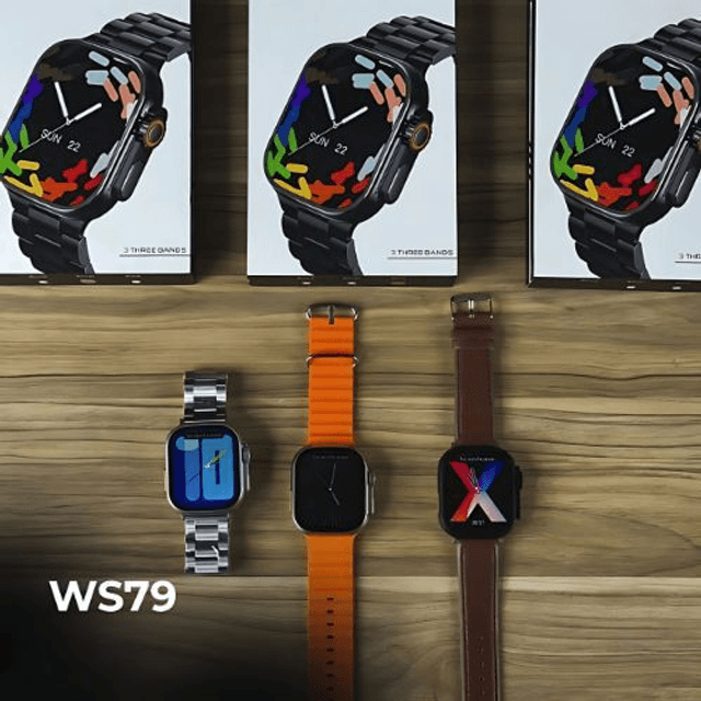 WS-79 ULTRA 2 | Kit 3 pulseiras | Pulseira de Couro e Metal | Segunda geração